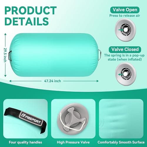 Air Roller Gymnastics Barrel, Inflatable Gymnastics Air Roller Inflatable Air Gymnastics Mat with Electric Pump for Yoga Cheerleading Training Home Outdoor Use thumbnail 3