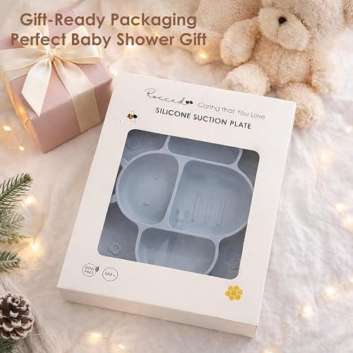 ROCCED Suction Plates for Baby Placemat Spoon Fork Set for Toddlers, Silicone Baby Plates with Suction Dishes for Kids Plate-Mustard thumbnail 6