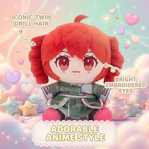 Pink Drill Twin Tail Virtual Singer Collectible Plush 22cm, Cute Anime Plush Character with 3D Twin-Drill Hair, Pink and Green Outfit Figure Stuffed, Soft Anime Plushie Pillow Gift for Fans thumbnail 3