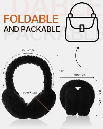 Trifabricy EarMuffs for Women Winter Faux Fur Warm Earmuffs Cute Foldable Ear Covers Cold Weather Fluffy Ear Warmers thumbnail 2