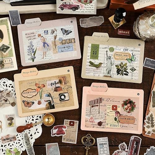 Maxleaf Vintage Washi Sticker Set, 400PCS Floral Retro Nostalgic Ephemera Stickers for Scrapbooking Journaling DIY Crafts Planner Diary Album Handmade Work Journal Envelope Gift Wrapping thumbnail 2
