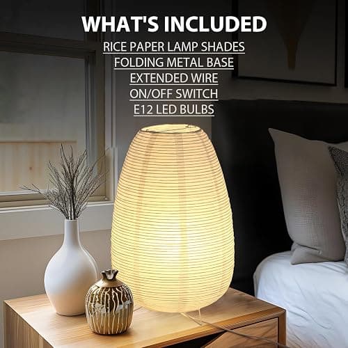 CMHSYTKE Small Rice Paper Lamp, Japanese Lamp Lantern Table Lamp, Paper Table Lamp, Lantern Lamps for Desk Bedrooms Bedside Night Light (Tower) thumbnail 5