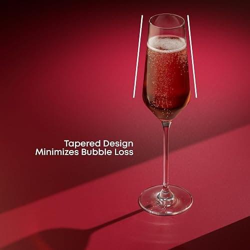JoyJolt Champagne Glasses Layla Collection, Set of 4 – 6.7 oz Elegant Crystal Stemmed Champagne Flutes for Prosecco, Sparkling Wine, Mimosas, Cocktails, Weddings, Anniversaries, Parties thumbnail 7
