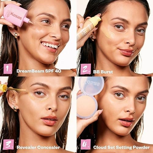 Kosas DreamBeam Water Resistant Sunscreen SPF 40 - Smooth Liquid Sun Protection for Face Lightweight Makeup Base w/Hyaluronic Acid, Ceramides & Peptides - Golden Glow, Sunlit, 40 ml - Sunlit thumbnail 9