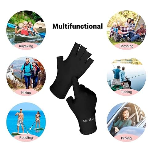 MelodySusie UV Gloves for Gel Nail Lamp, Professional UPF50+ UV Protection Gloves for Manicures, Art Skin Care Fingerless Glove for Women Men Protect Hands from Sun and Nail Dryer Harm (Black) thumbnail 4