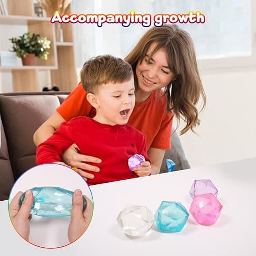 4pcs Mini Small 1.8inch Masonry Ice Squishy Stress Balls-Polyhedron Diamond Sugar Balls Slow Rise-Fidget Toy for Kids Gel Filled Classroom, Calming Toys Anxiety Children Teens (4pcs) thumbnail 7