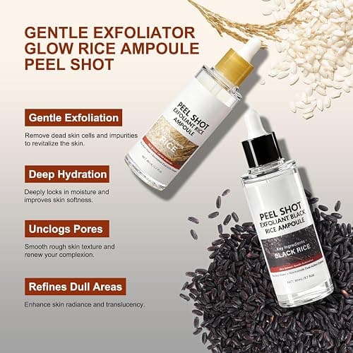 Peel Shot Glow Rice Ampoule Duo – White and Black Rice Exfoliating Ampoules, Pore Minimizing Gentle Peel, Deep Hydration - Christmas Gifts for All Skin thumbnail 2