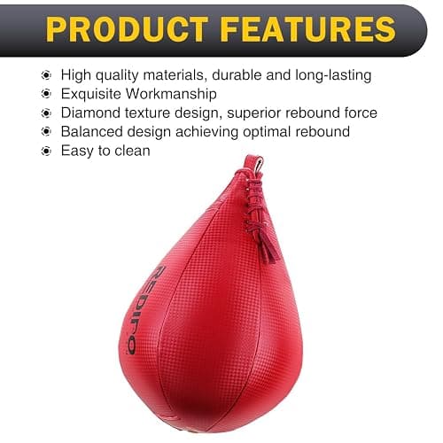 Redipo Superior Boxing Speed Bag - PU Leather Speed Punching Ball - Heavy Duty Hanging Swivel Ball for Gym & MMA Muay Thai Sports Fitness - Punching Dodge Striking Speed Reflex Ball thumbnail 2