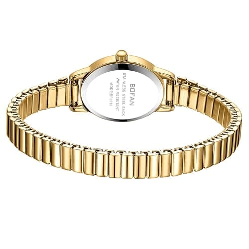 BOFAN Small Gold Watches for Women Easy Read Ladies Quartz Wrist Watch with Stainless Steel Expansion Band,Waterproof. - 6.10in-6.89in - Gold thumbnail 3