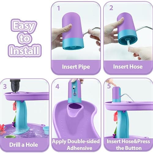 Intoypad Water Table Pump, Battery Powered Water Pump for Kids 3 Hours Non-Stop Fun Summer Outdoor Water Play Table Accessories for Step2 Water Table Toys for Kids Toddlers Purple thumbnail 5