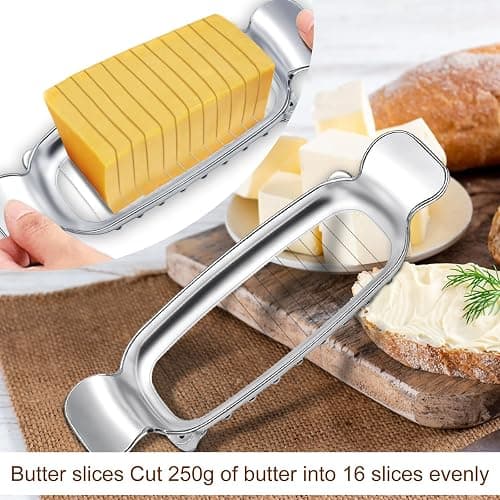 Stainless Steel Cheese Cutter and Butter Slicer - Multifunctional Kitchen Food Tool for Block Cheeses and Butter thumbnail 3
