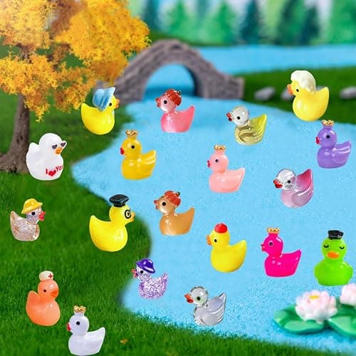 U-Zimikee 80 Pcs Resin Ducks with Storage Box, Multicolor Mini Resin Ducks, Tiny Duck to Hide, Miniature Duck Figurines Bulk for Fairy Garden, Micro Landscape Ornament Dollhouse Decoration thumbnail 6