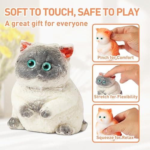 2 Pack Cat Squishy Squeeze Toys, Stress Relief Squishies for Kids Party Favors, Furry Cat Toys Squishy Funny Fidget Toys Novelty Things Suitable for Adults Kids thumbnail 6