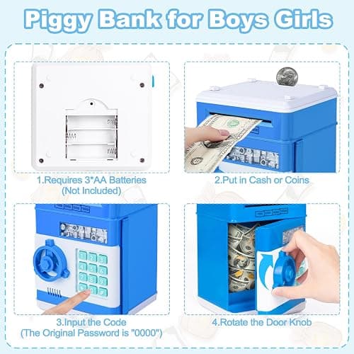 Refasy Piggy Bank Cash Coin Can ATM Bank Electronic Coin Money Bank for Kids Age 3-12, Money Savings Box Mini ATM Coin Bank Toys Gifts for 3 4 5 6 7 8 9 10 11 12 Year Old Boys Girls thumbnail 4