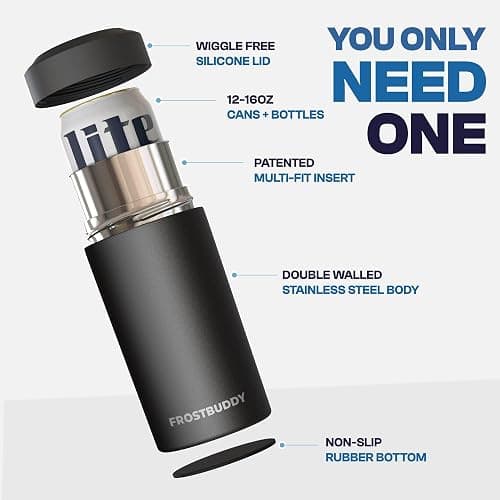 Frost Buddy Universal Can Cooler, Stainless Steel, Pink Checkered | Fits 12oz, 16oz, slim cans, tall boys, bottles | Metal beer chiller & can insulator | Sweat-proof | 24-hour cold thumbnail 3
