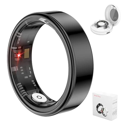 Kuinha Smart Ring for Women Men, Fitness Tracker with Health Metrics Tracking, 20 Sports Modes, IP68 Waterproof Titanium, 7-Day Battery (Black,9#) - Image 1