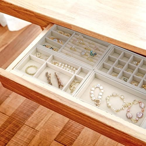 Elsjoy Set of 8 Velvet Jewelry Tray, Drawer Insert Divided Storage Holder Stackable Jewelry Organizer, Necklace Bracelet Display Tray for Christmas thumbnail 5