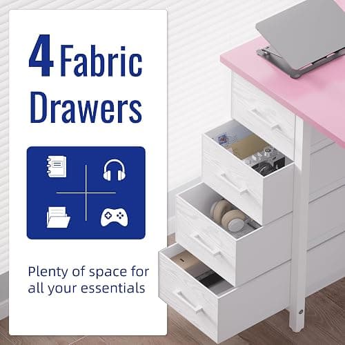 Pamray 32 Inch Computer Desk with 4 Drawers Small Office Desk for Home Bedroom Study Writing Simple Modern Computer Table White thumbnail 5