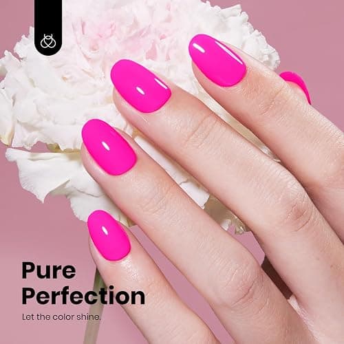 Beetles Pink Gel Nail Polish - Neon Whispers Hot Pink Gel Polish HEMA-Free, 8ML/0.27Fl Oz Soak Off UV LED Lamp Nail Art, Long-Lasting Manicure Salon DIY Home Summer Nails thumbnail 4