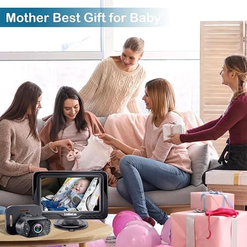 Baby Car Camera Ease Installation - Gift for Newborn Protect Baby's Eyes Color Image Clear Night Vision HD 1080P No-Sloshing Hide Lights 150° Wide View Angle for 3 Kids - LK12 thumbnail 2
