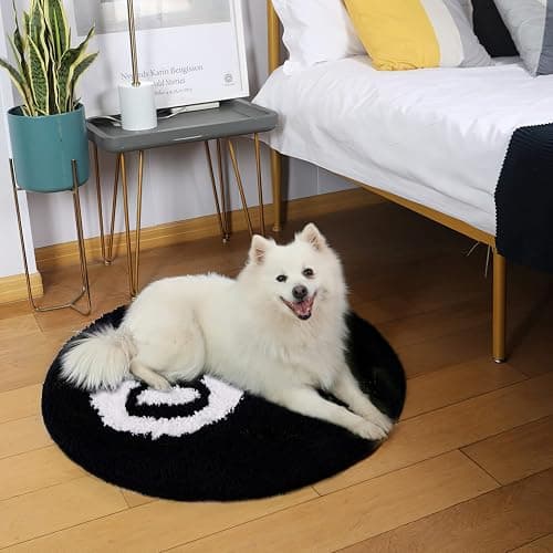 8 Ball Rug - 24 inch Black Round Carpet Billiard Pool 8 Ball Carpet, Non-Slip Flocking Floor Bath Mat for Living Room Decor, Alt Room Decor Soft Y2K Rug Hypebeast Doormat for Bedroom thumbnail 8