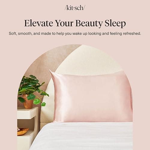 Kitsch Satin Pillowcase with Zipper for Hair & Skin, Softer Than Silk Pillow Cases Queen, Smooth Pillow Covers, Machine Washable, Wrinkle-Free, Cooling Satin Pillow Cases Standard Size 19"x26" (Blush) thumbnail 9