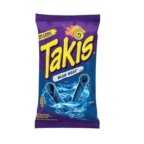 Takis Blue Heat Rolled Tortilla Chips, Hot Chili Pepper Artificially Flavored, 9.9 Ounce Bag - Image 1