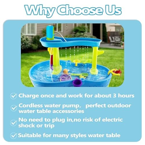 Intoypad Ultimate Water Table Pump: 3 Hours of Non-Stop Fun Rechargeable Battery Powered Water Pump for Toddlers Water Play Sand Table Toys Accessories Summer Outdoor Game Toys for Kids Blue thumbnail 4