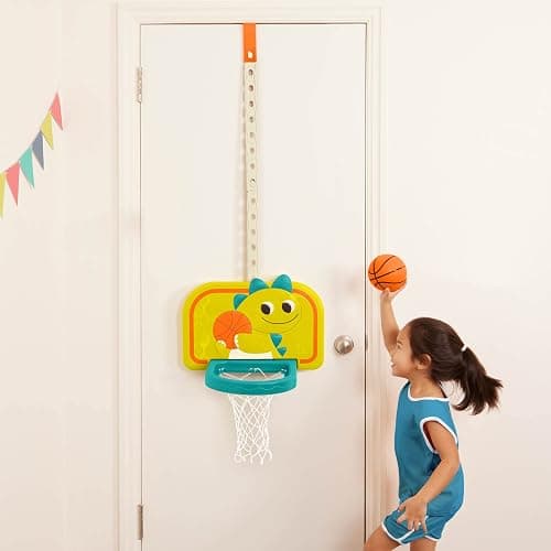 B. Toys – Hanging Basketball Net – Adjustable Height – Mini Ball & Air Pump – Sports Toys & Active Play – 3+ Years– Dinosaur Dribbler thumbnail 8
