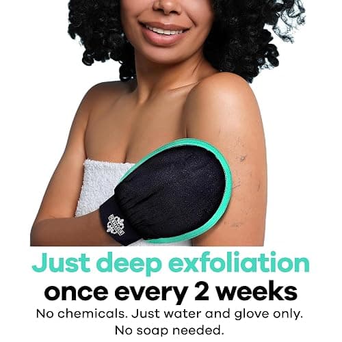 Dermasuri - Deep Exfoliating Glove for Shower - Scrubbing Mitt Body Scrubber Gloves - Korean Skin Cleaner Exfoliator - Dead Skin Buffing Treatment - Keratosis Pilaris Scrub Remover - (1 Pack) thumbnail 6
