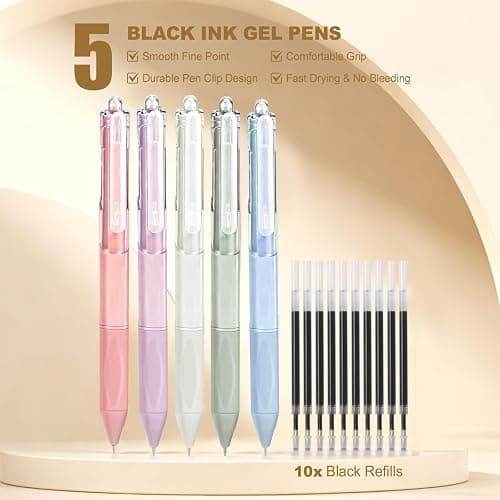 GUGUKUKU 58 PCS Aesthetic School Supplies with Cute Pencil Case,12 Pastel Highlighters, 5 Gel Pens Black Ink，9 Mechanical Pencils for，Student Stationary，CollegeEssentials Gifts (Blue) thumbnail 4