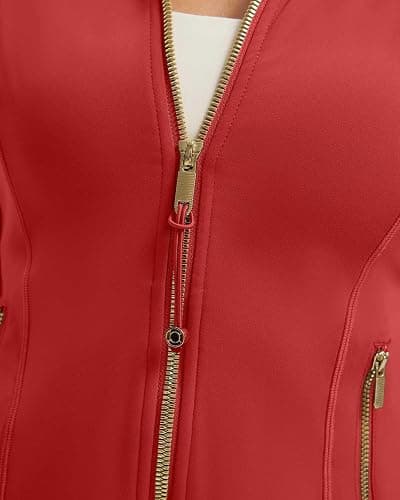 SUUKSESS Women Golden Full Zip Up Workout Cropped Jackets Lightweight Athletic Yoga Tops thumbnail 4