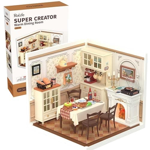 Rolife Super Creator-DIY Plastic Miniature House for Adults, Mini Blocks Model Kit Building Set for Teens 8-12, DIY Crafts/Hobbies/Building Blocks Toys for Teens&Adults (Warm Dining Room) - Image 1