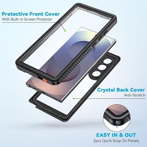 Lanhiem for Samsung Galaxy S25 Ultra Case, IP68 Waterproof Dustproof, Built-in Screen Protector, Rugged Full Body Shockproof Protective Cover for Galaxy S25 Ultra 5G 6.9 Inch, Black thumbnail 4