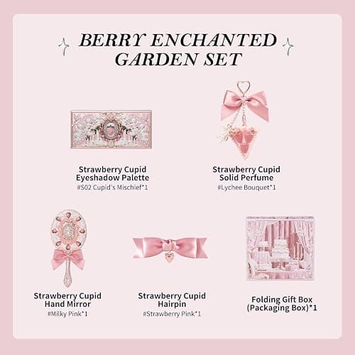 Flower Knows Strawberry Cupid 5-Piece Makeup Gift Box Set-Berry Enchanted Garden, Lip Cream + Solid Perfume + Pocket Mirror + Folding Gift Box(02 Berry Enchanted Garden Set Set) thumbnail 3
