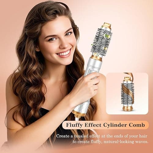 Hair Styler 5 in 1, Hot Air Stylers Hair Dryer Set – with Curlers, Straighten, Volumise, Smooth and Dry, for All Hair Types, Negative Ion Hair Care, Reduce Frizz and Boost Shine(White) thumbnail 2