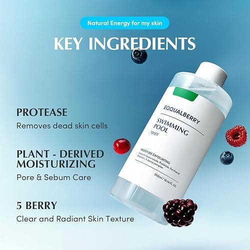 EQQUALBERRY Swimming Pool Toner - Korean Toner for Daily Exfoliating & Deep Hydration with Natural Enzyme Protease & Hyaluronic Acid, For Sensitive Skin, 10.14 Fl Oz (300ml) thumbnail 5