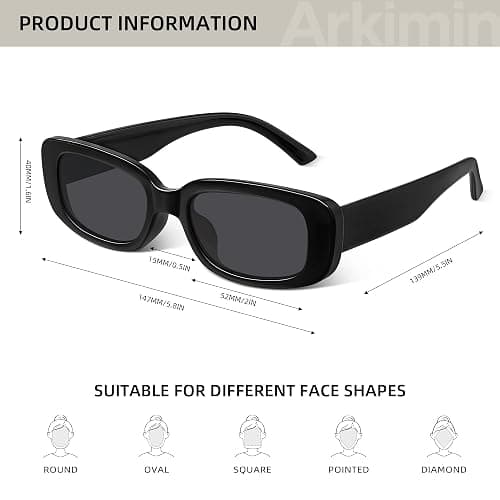 Arkimin Rectangle Sunglasses for Womens Men - Trendy Y2K Retro Sun Glasses 90’s Vintage Fashion UV400 Protection Eyeglasses thumbnail 8