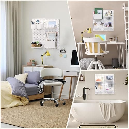 VUSIGN Peg Board Combination Kit, 22"x22" Pegboards and Accessories for Wall Organization, Pegboard Wall Organizer for Office, Home, Desk, White thumbnail 6