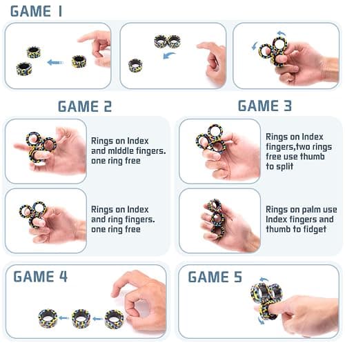 Magnetic Rings Fidget Toy Set, Idea ADHD Fidget Toys, Adult Fidget Magnets Spinner Rings for Anxiety Relief Therapy, Fidget Pack Great Gift for Adults Teens Kids Easter Basket Stuffers (3PCS) thumbnail 3