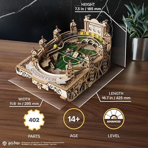 UGEARS Harry Potter Quidditch Pinball Machine - 3D Wooden Puzzles for Adults to Build, Mechanical Wooden Model Kits, Wood Brain Teaser Puzzles, Harry Potter 3D Puzzle Pinball Game for Christmas thumbnail 3