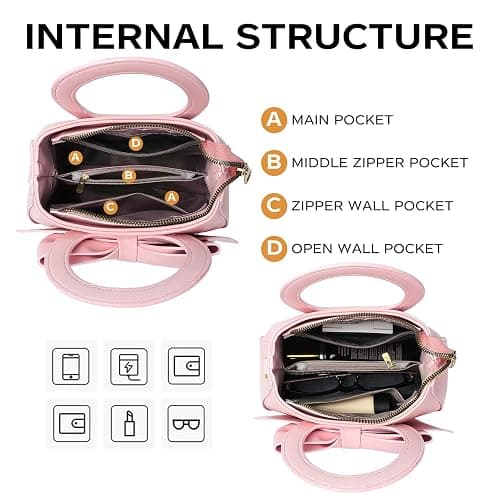 Small Purses for Women Crossbody Bag, Vegan Leather Crossbody Purses and Handbags with Top Carry Handle and Cute Bow Knot thumbnail 4