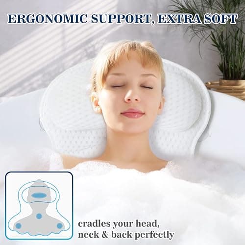 Ozyalo Bath Pillows for Tub, Luxury Bathtub Pillow for Head & Neck Support | Soft 4D Air Mesh Bath Pillow, 6 Non-slip Suction Cups, Quick-drying, Machine Washable, Wash Bag Included, Spa Gift for Women thumbnail 2