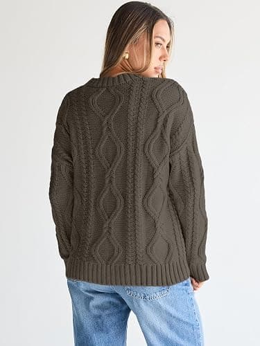 Trendy Queen Women's Oversized Cable Knit Crewneck Sweaters thumbnail 3