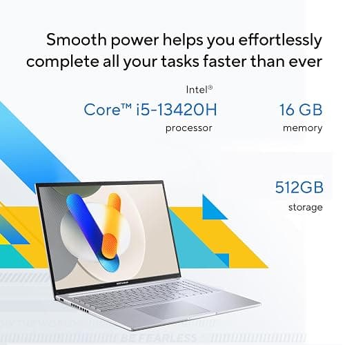 ASUS Vivobook 16 Laptop, 16" WUXGA 60Hz Display, Intel Core i5-13420H, Iris Xᵉ Graphics, 16GB Memory, 512GB Storage, Windows 11, Cool Silver, F1605VA-ES56 thumbnail 4