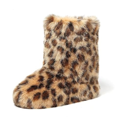 Eosxrp Furry Faux Fur Boots Women's Winter Shoes Woman Fluffy Warm Snow Boots Mid-Calf Comfortable Outdoor Flat thumbnail 4