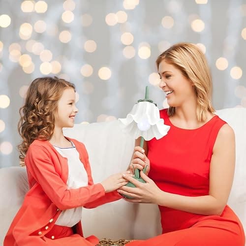 Flower Table Lamp, 3 Level Brightness Vintage Flower Reading Light with E26 Bulb, Cute Desk Lamp Bedside Lamps Lily Lamps for Nightstands Living Room Bedroom Ambient Lighting Home Decor, Metal Base thumbnail 7