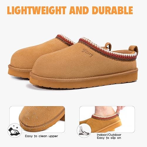 FITORY Women's Suede Slipper, Flat Slip On House Shoes with Faux Fur Lining Indoor Outdoor Short Mini Boots thumbnail 3