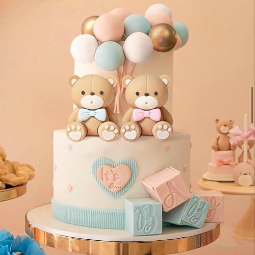JeVenis Gender Reveal Kuchen Dekoration Gender Reveal Party Deko Junge oder Mädchen Tortendeko Babyparty Dekoration Teddybär Geburtstagstorte Deko thumbnail 4