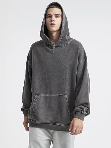 KEEPSHOWING Mens Oversized Hoodies Vintage Hoodie Couples Pullover Acid Wash Hoodies for Men Streetwear Sweatshirts thumbnail 5